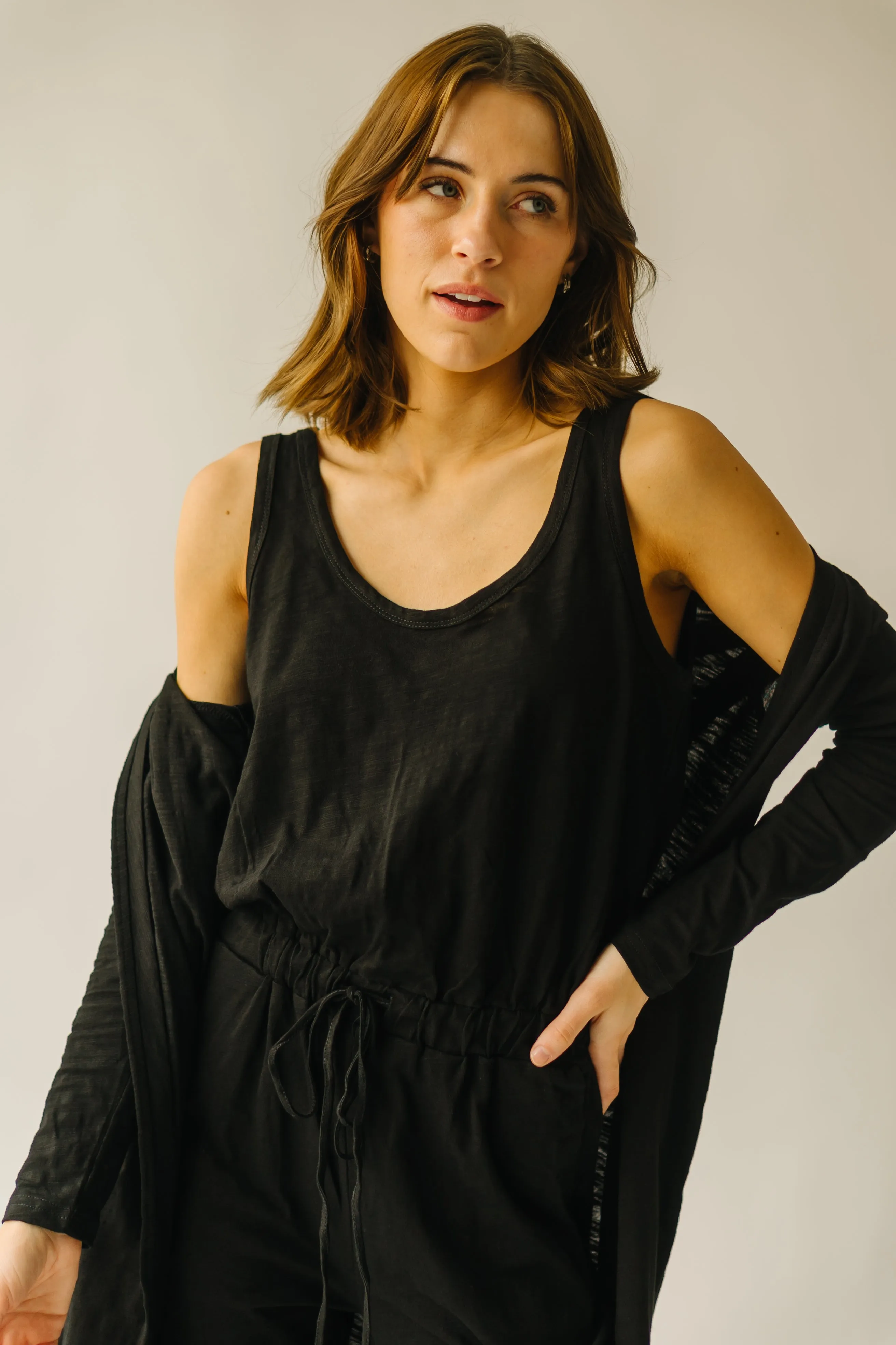 The Schiller Jumpsuit   Cardigan Set in Black