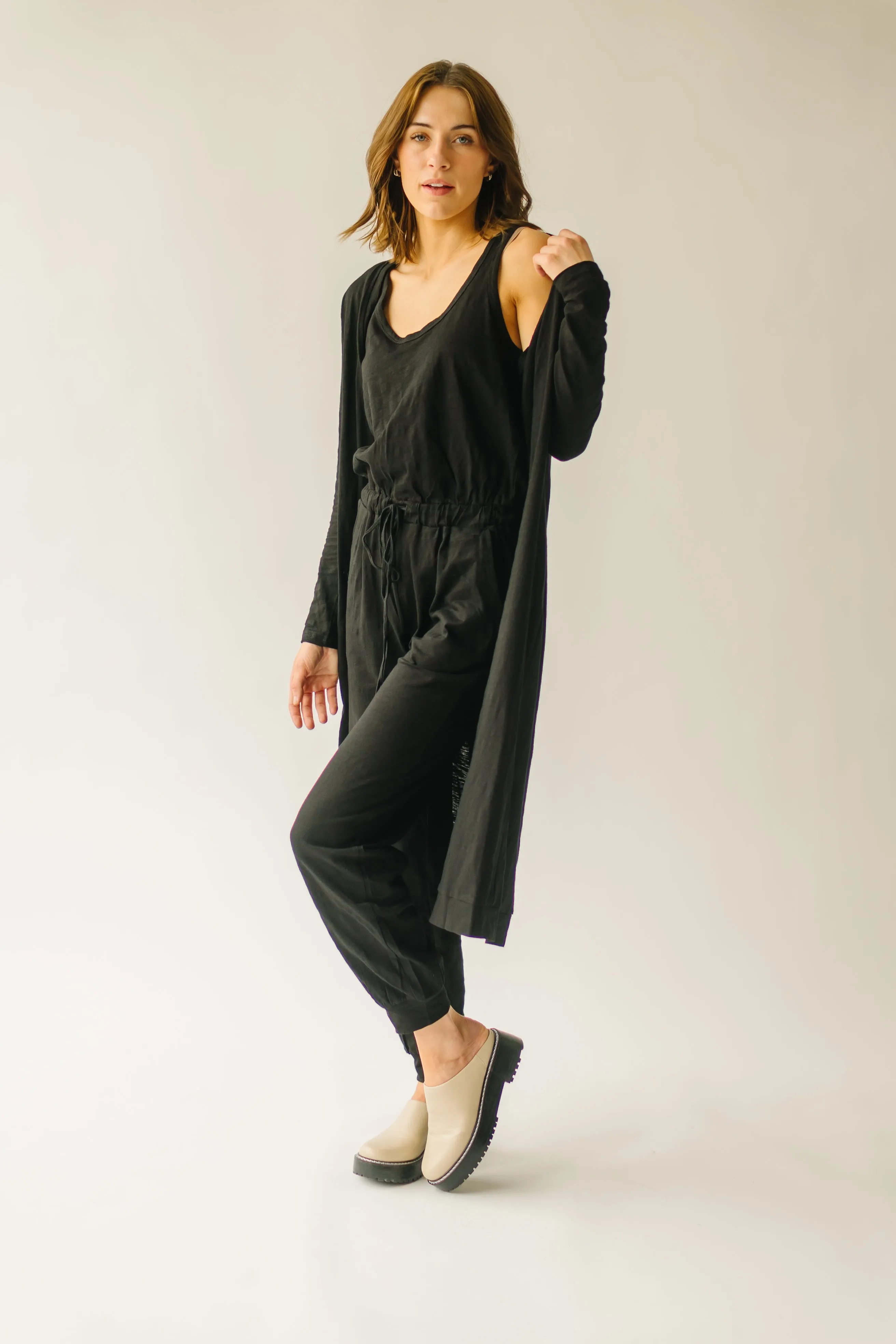 The Schiller Jumpsuit   Cardigan Set in Black