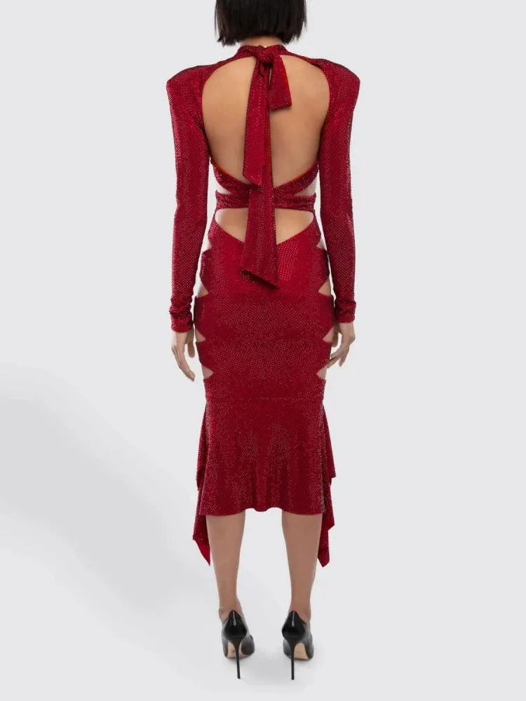 Trend4us Backless Cut-Out Sequin Party Dress