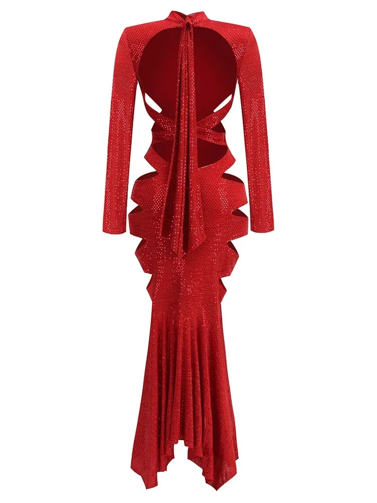Trend4us Backless Cut-Out Sequin Party Dress