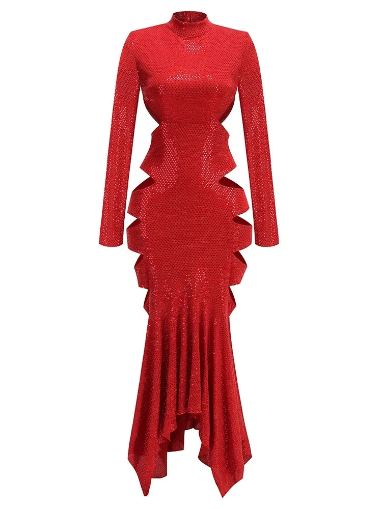 Trend4us Backless Cut-Out Sequin Party Dress