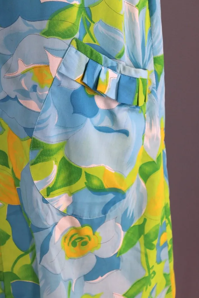 Vintage Aqua Blue Floral Sundress