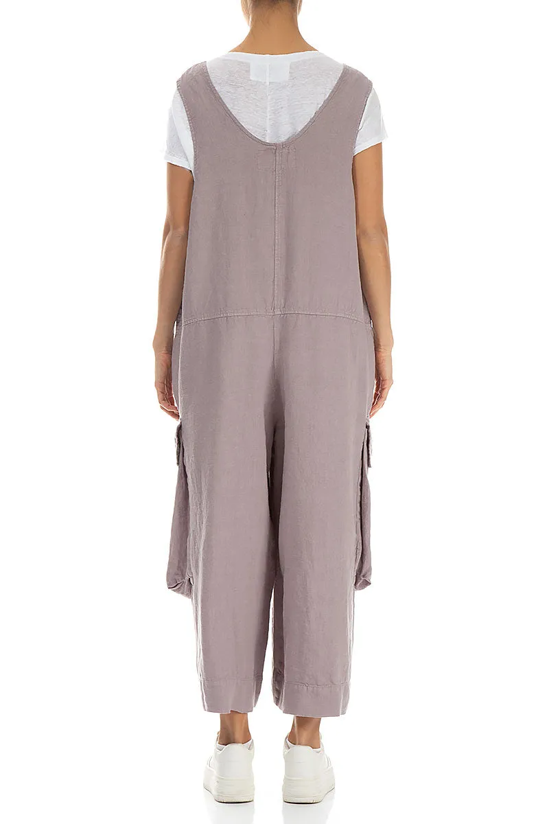 Wide Loose Greige Linen Jumpsuit