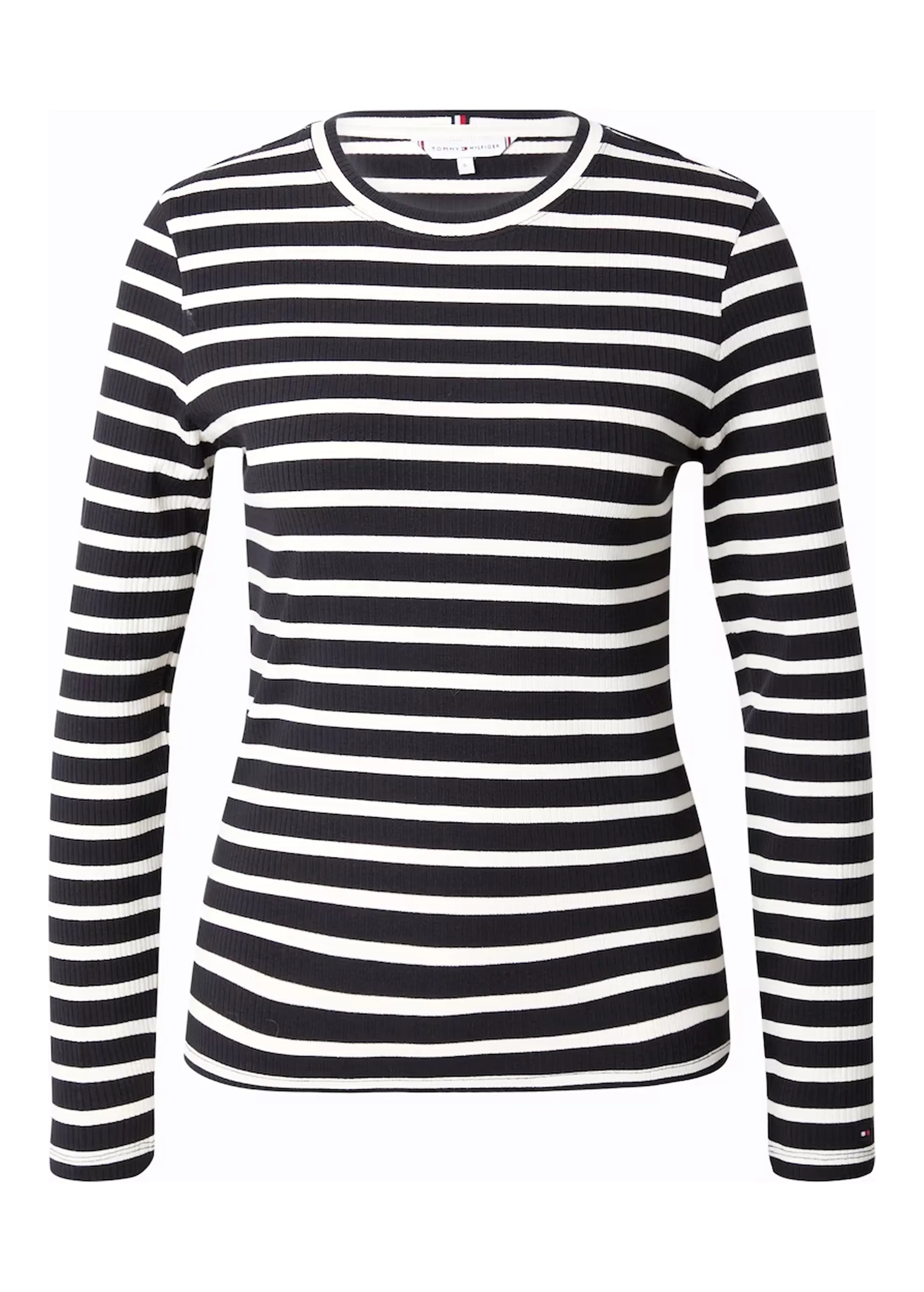 Women's Striped Ribbed Sweater,Black/Cream