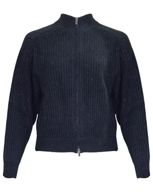 Wool Blend Zip Cardigan