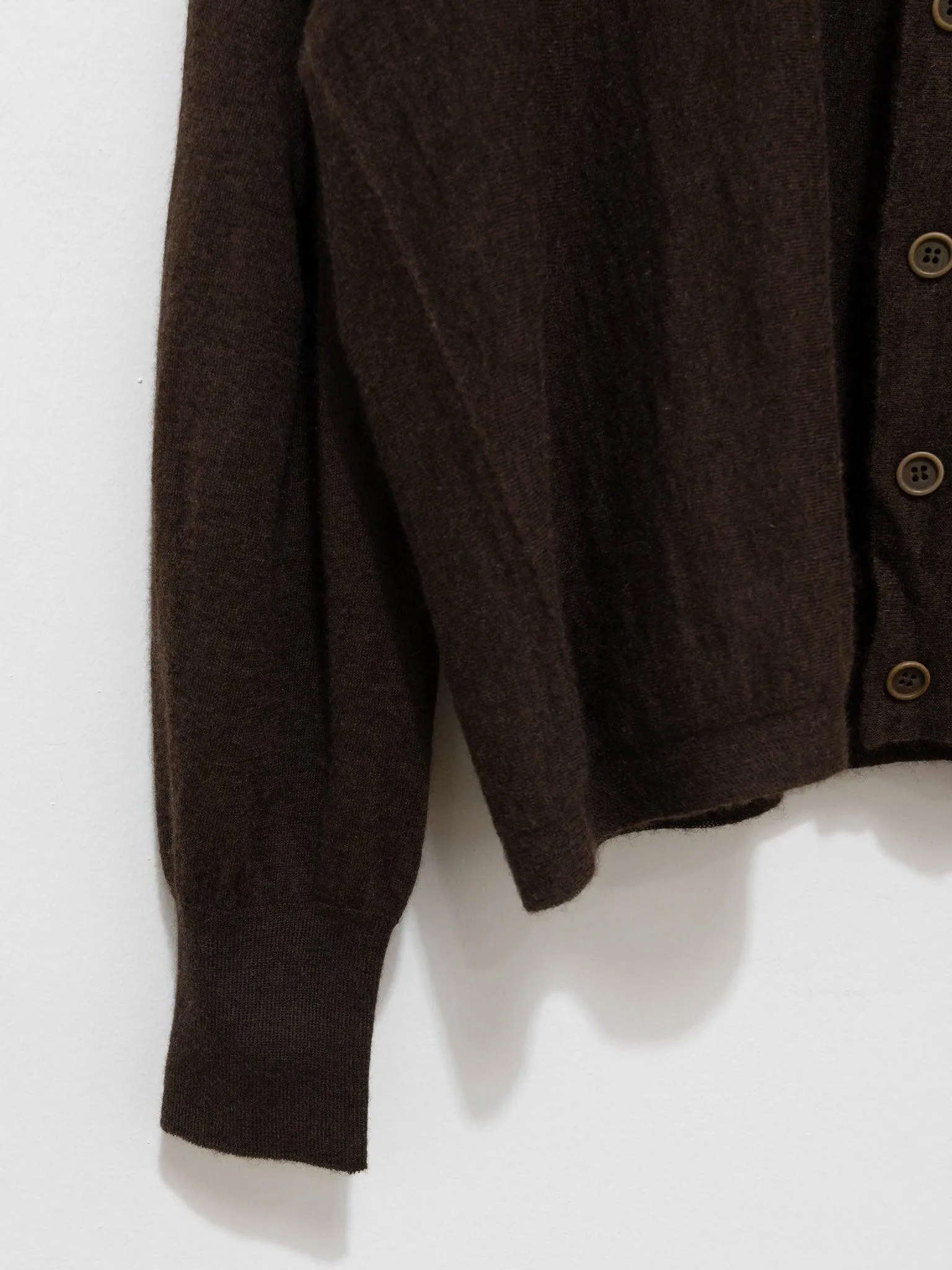 Worsted Yak Fine Gauge Knit Cardigan - Natural Brown