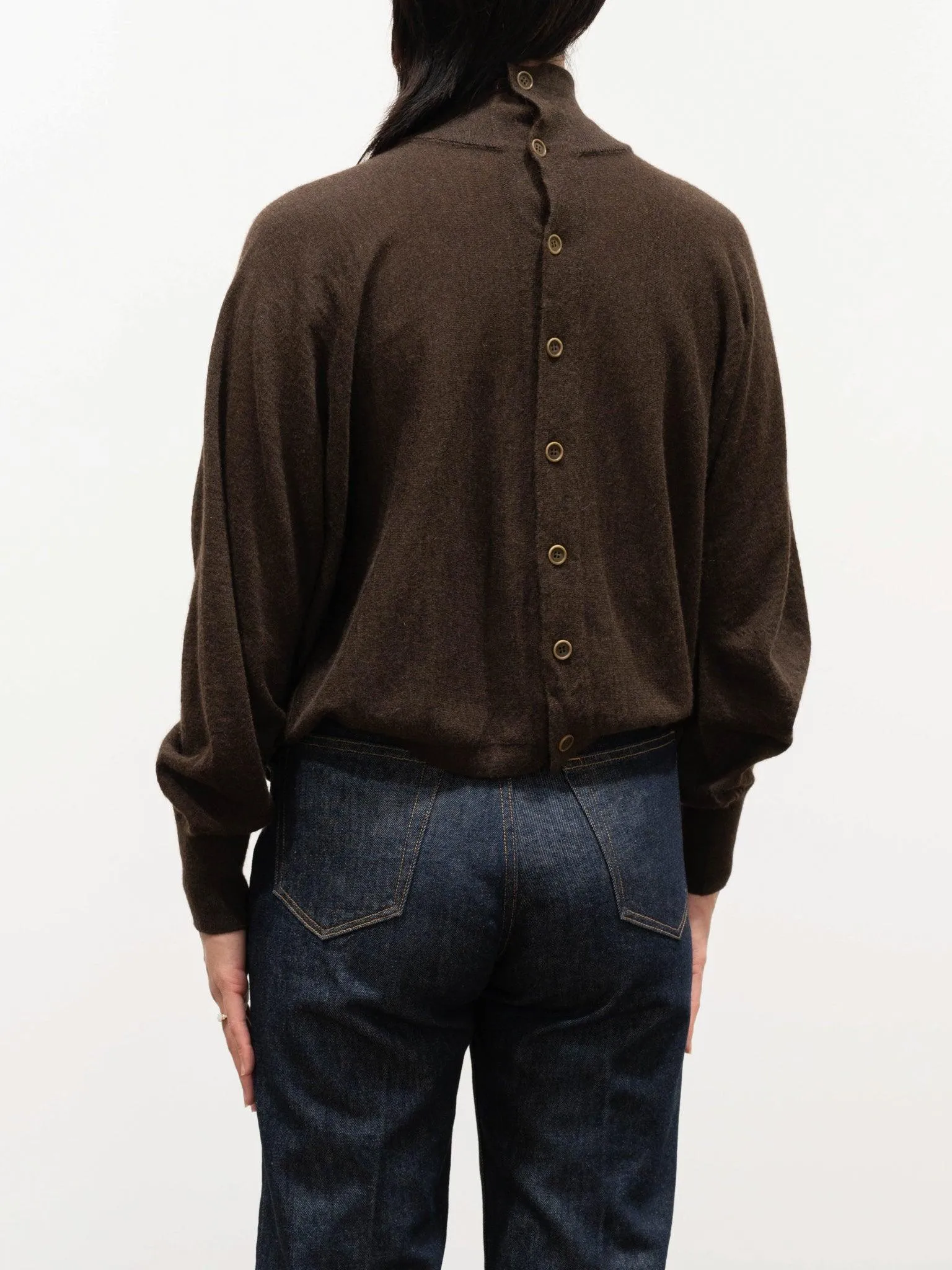 Worsted Yak Fine Gauge Knit Cardigan - Natural Brown