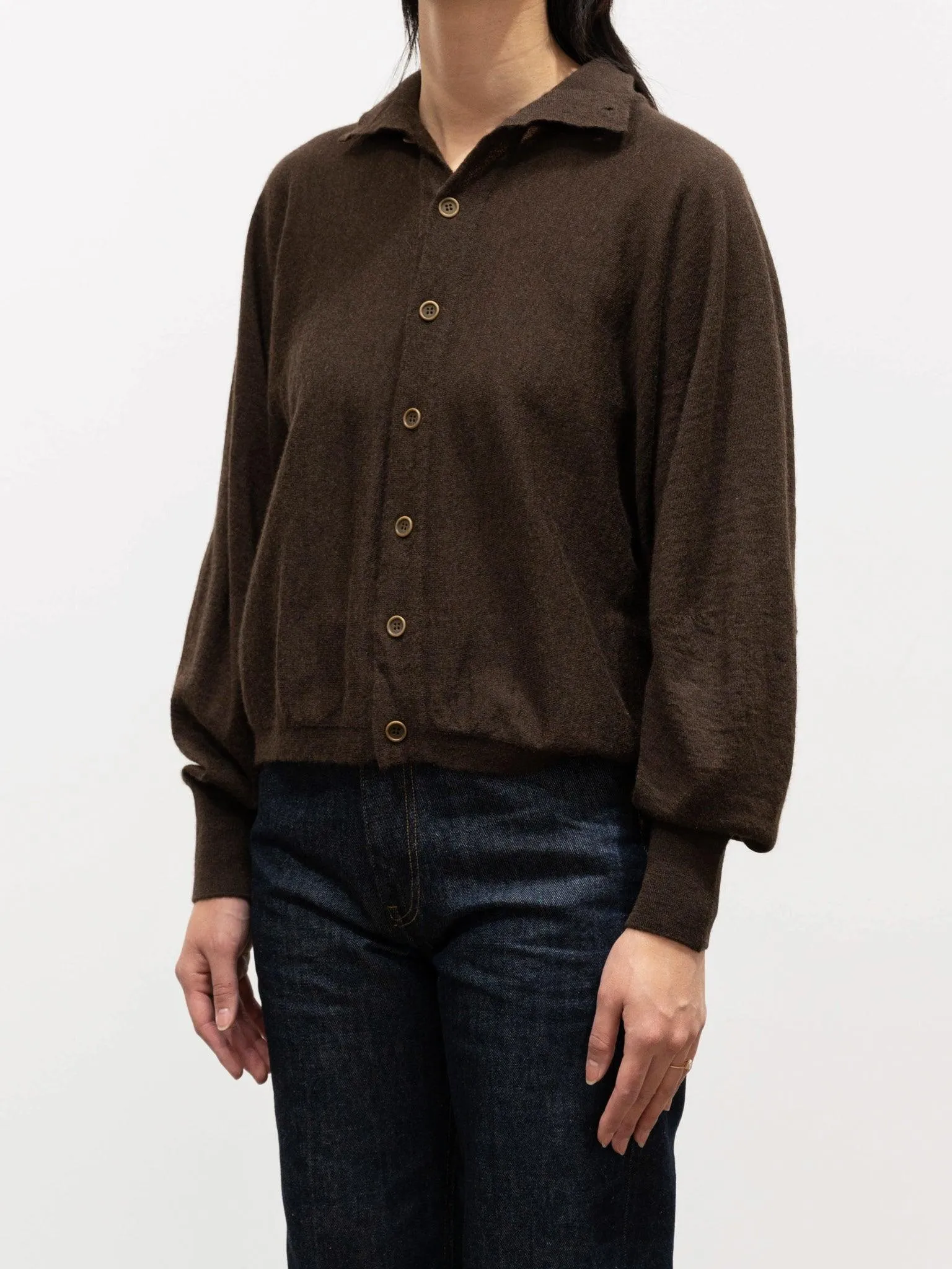Worsted Yak Fine Gauge Knit Cardigan - Natural Brown
