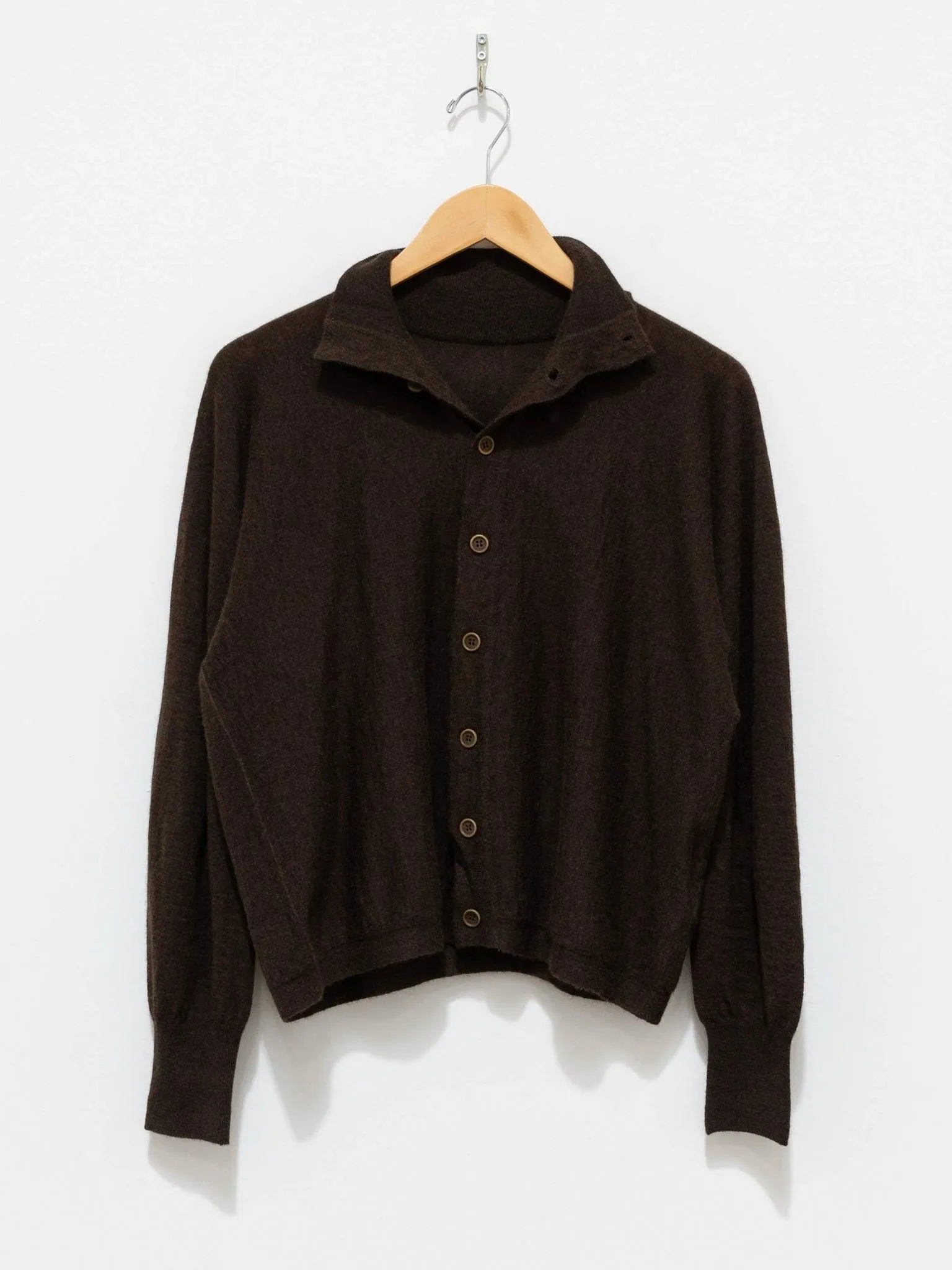 Worsted Yak Fine Gauge Knit Cardigan - Natural Brown