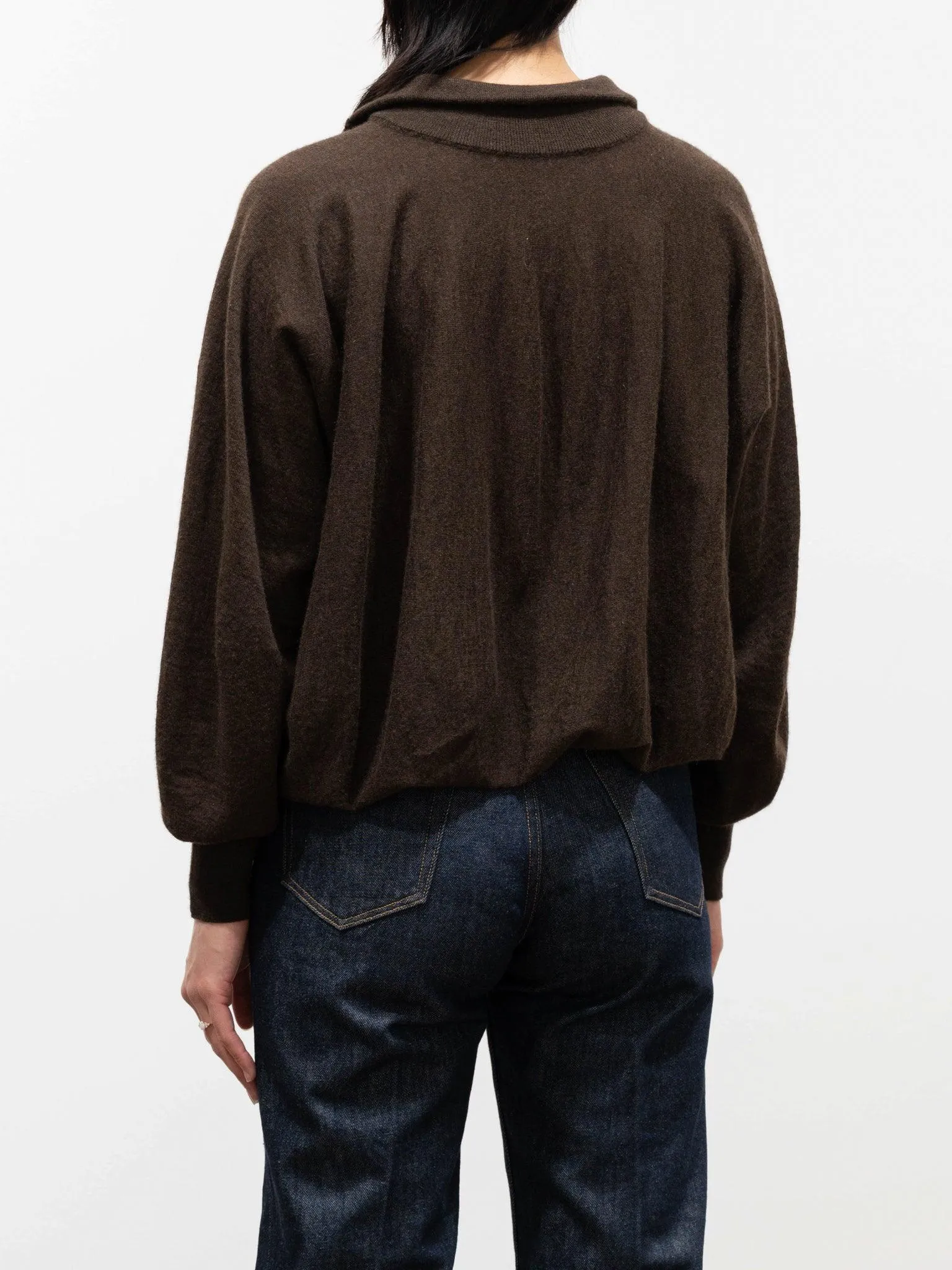 Worsted Yak Fine Gauge Knit Cardigan - Natural Brown