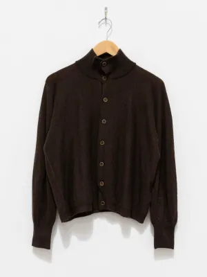 Worsted Yak Fine Gauge Knit Cardigan - Natural Brown
